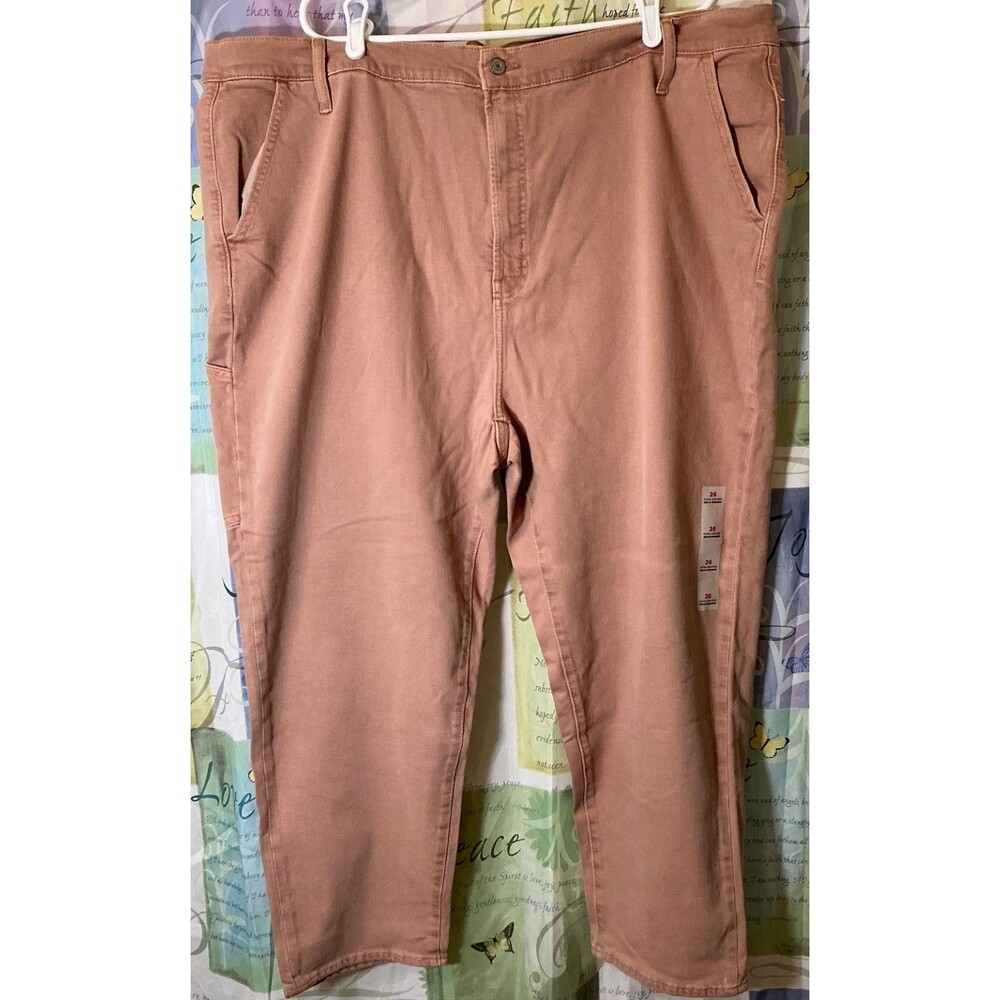 Old Navy Women Plus Size 26W Extra High-Rise Straight Leg Denim Jeans Pants Pink